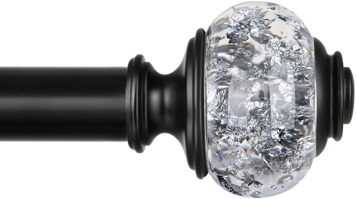 1 Inch Curtain Rods 72 to 144 Inches(6-12 ft) Telescoping Single Drapery Rod, Bl...