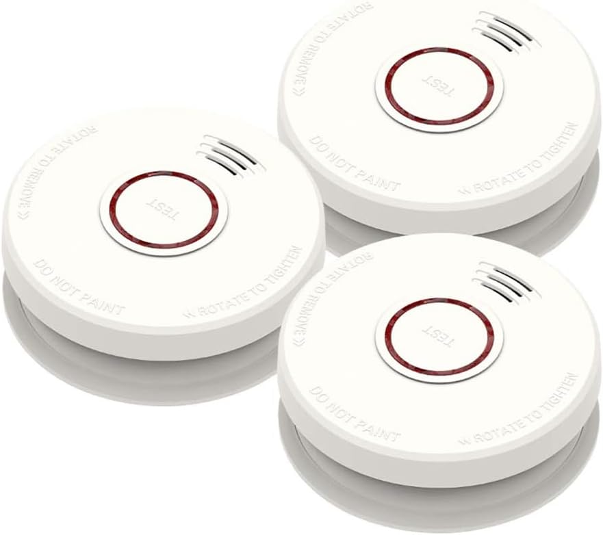 Smoke Detector 3 Pack Fire Alarm, Battery Included Photoelectric Technology Smok...