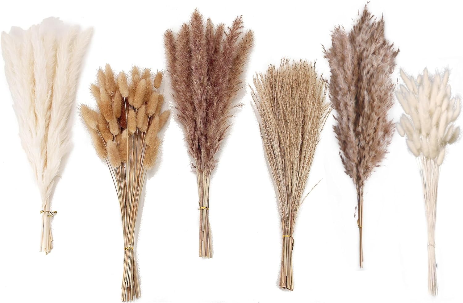 Dried Pampas Grass Decor, 120 PCS Pampas Grass with Bunny Tails Dried Flowers, R...
