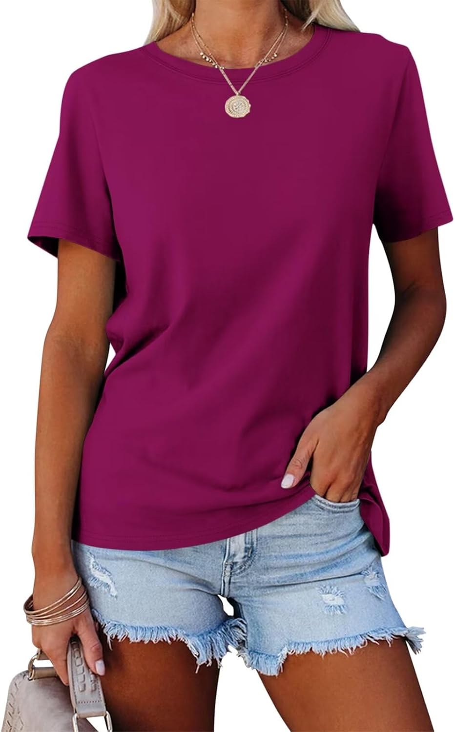 ORANDESIGNE Women’s T Shirts Short Sleeve Color Block Tops Casual Summer Fashion...