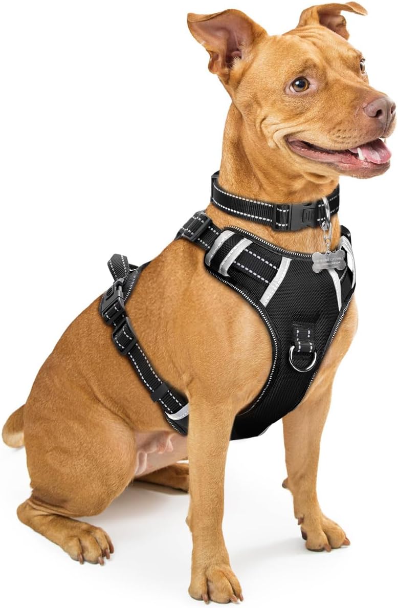 WINSEE Dog Harness No Pull, Pet Harnesses with Dog Collar, Adjustable Reflective...