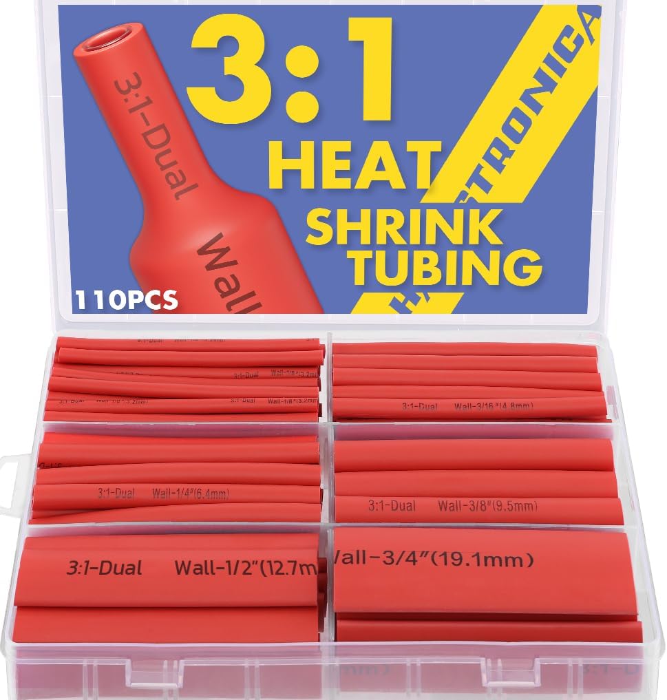 haisstronica 32 Feet 110pcs 3:1 Heat Shrink Tubing With Rich Hot Melt Adhesive -...