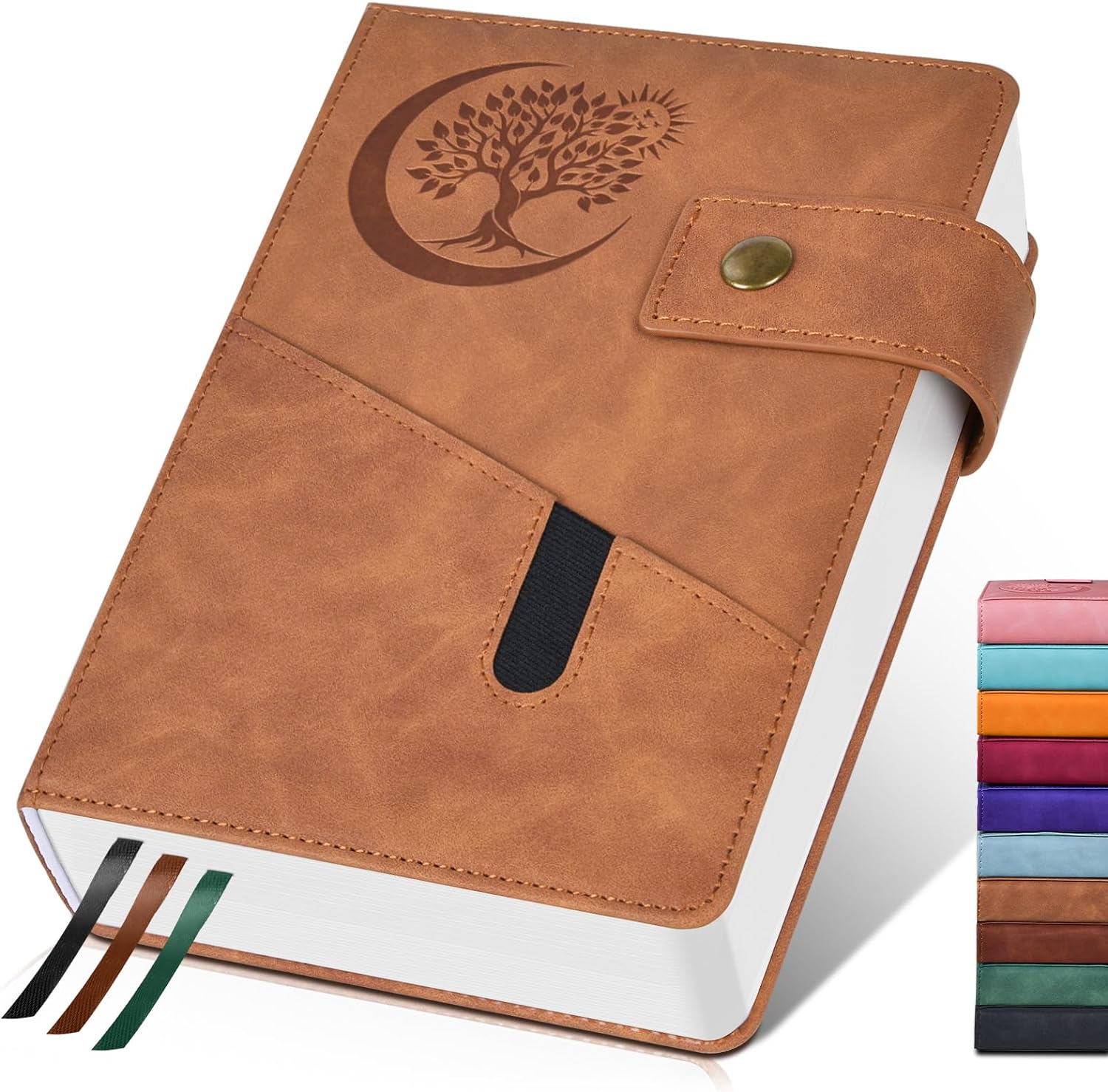 365 Page Thick Lined Journal Notebook for Men Women, A5 Leather Journals for Wri...