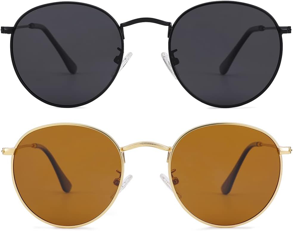 Pro Acme Small Round Metal Polarized Sunglasses for Women Retro Designer Style S...