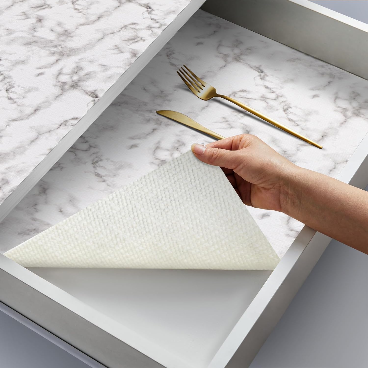 Coavas Shelf Liner Drawer Liner: Kitchen Cabinet Liner Non-Adhesive Non Slip Eas...
