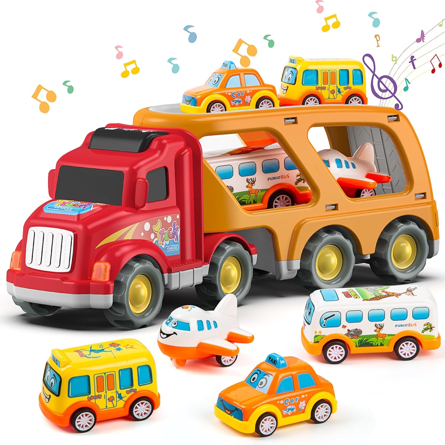 Veslier Toddler Toys Car for Boys Girls Age 1-3 3-5, 5 in 1 Carrier Transport Ci...