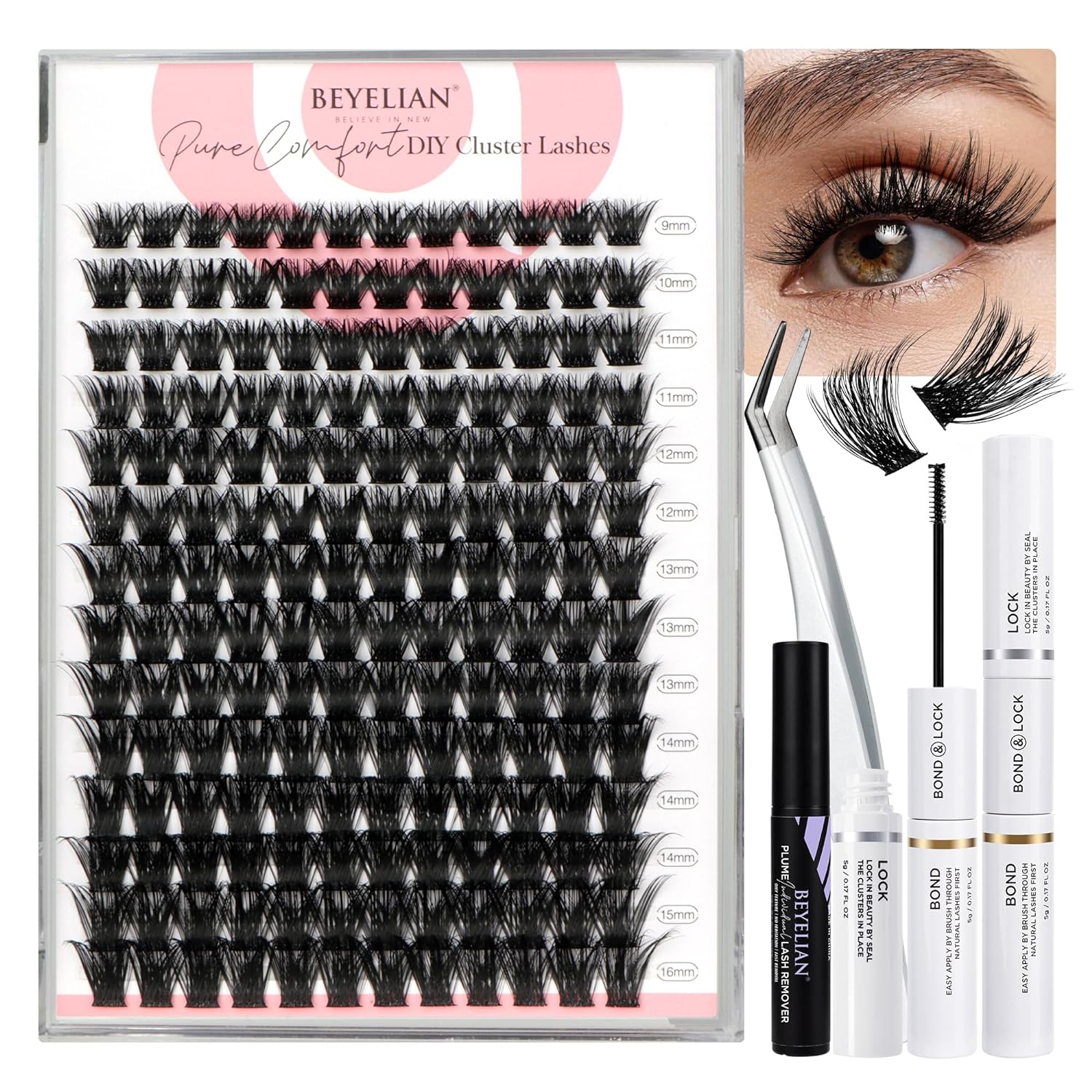 Best BEYELIAN Lash Extension Kit, Special Lash Clusters 168 Pcs, High-Quality D...