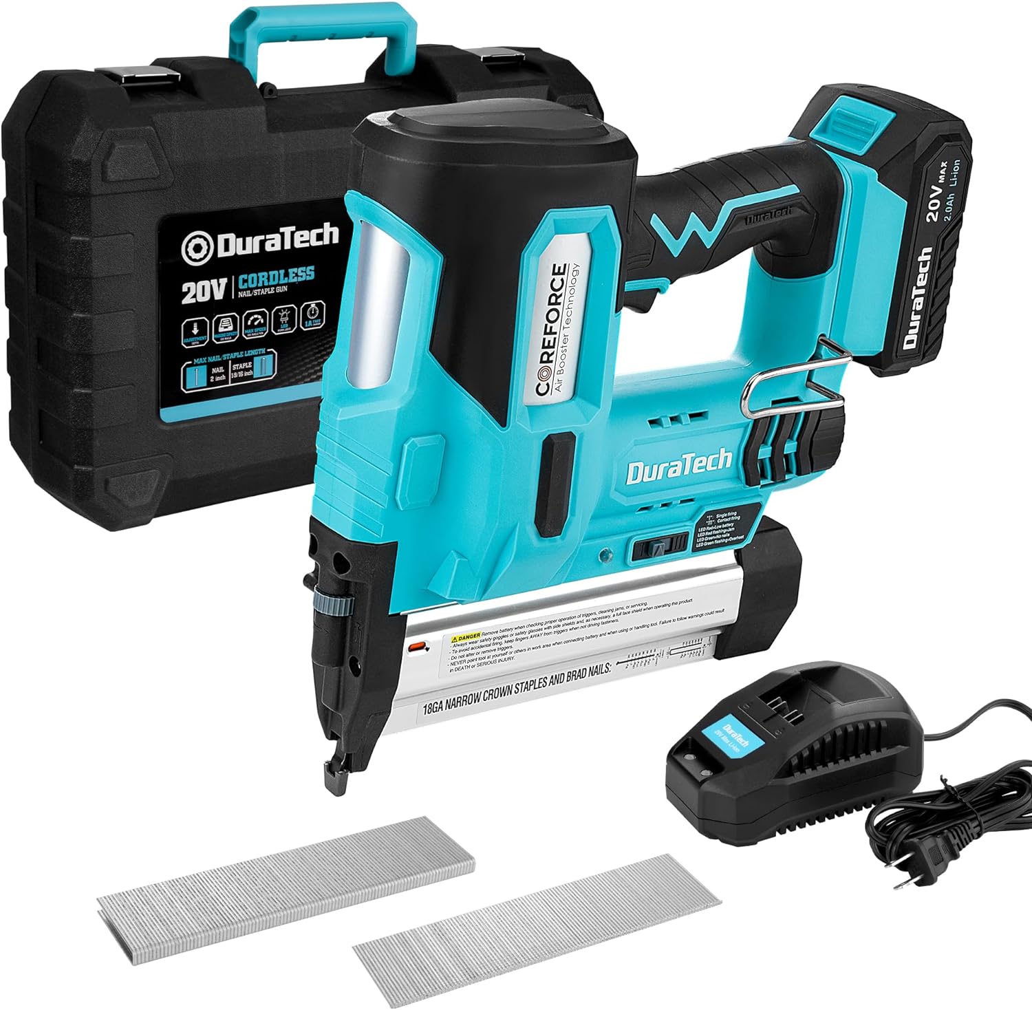 Best DURATECH 20V Cordless Brad Nailer, Special 18 Gauge Nail/Staple Gun for Uph...