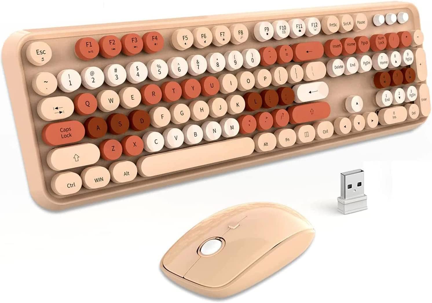 Best Brown Wireless Keyboard Mouse Combo, Special 2.4GHz Wireless Typewriter Key...