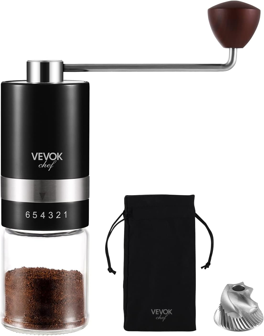 Best VEVOK CHEF Manual Coffee Grinder, Special Hand Coffee Grinder with 6 Extern...