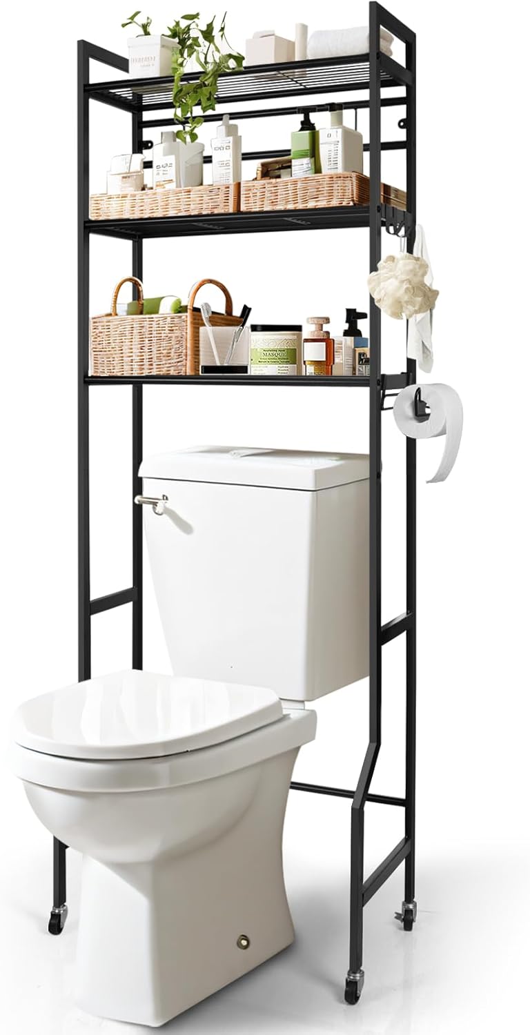 Best IIQ Bathroom Organizer Shelf, Special 3-Tier Metal Over The Toilet Storage,...
