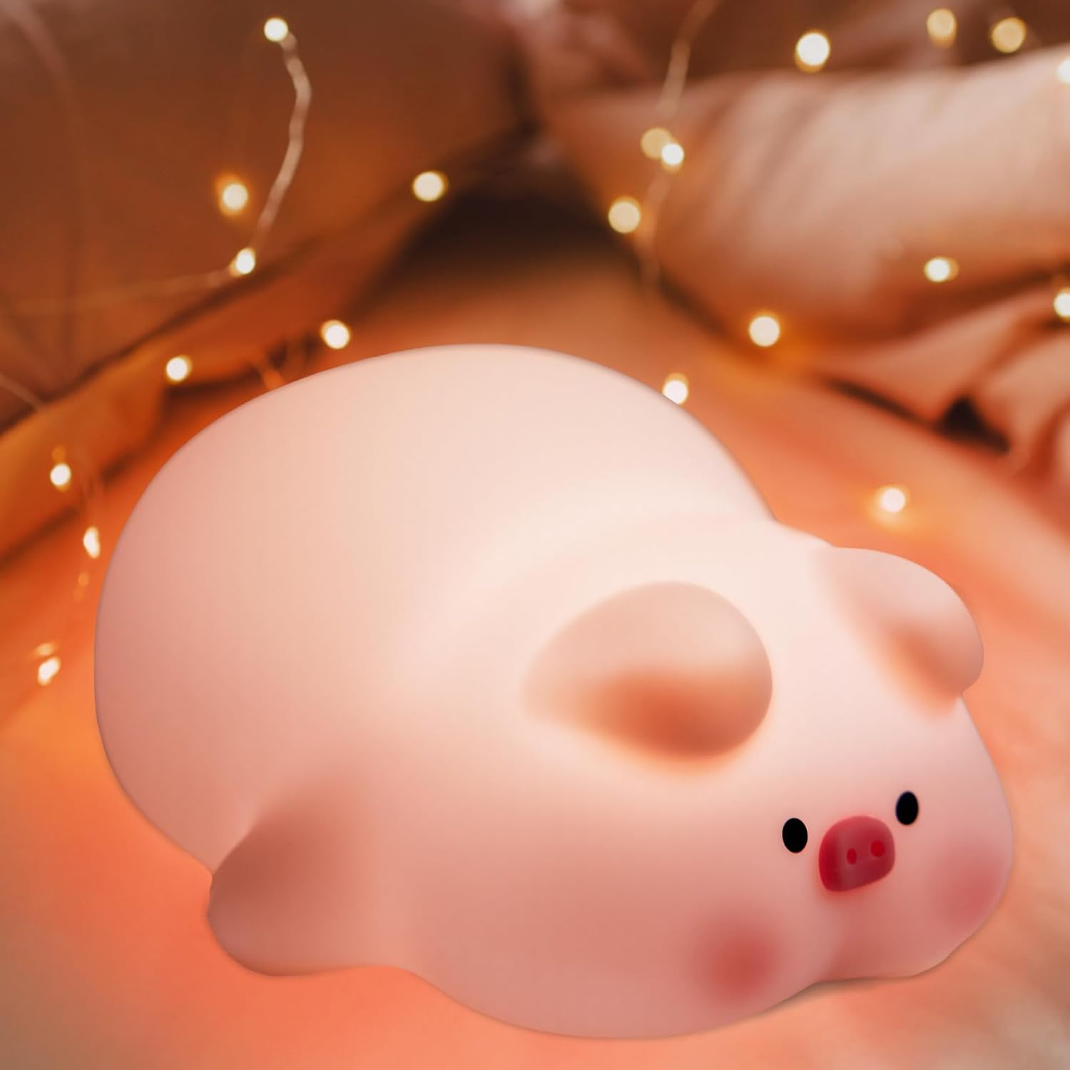 Best Piggy Night Light, Cute Soft Silicone Pig Lamp, Special Dimmable Nursery Po...