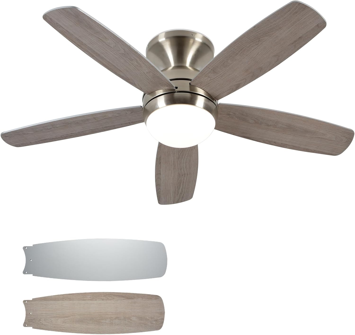Best Nickel Flush Mount Ceiling Fan, Unique Ceiling Fan with Lights 52 Inch, Inn...