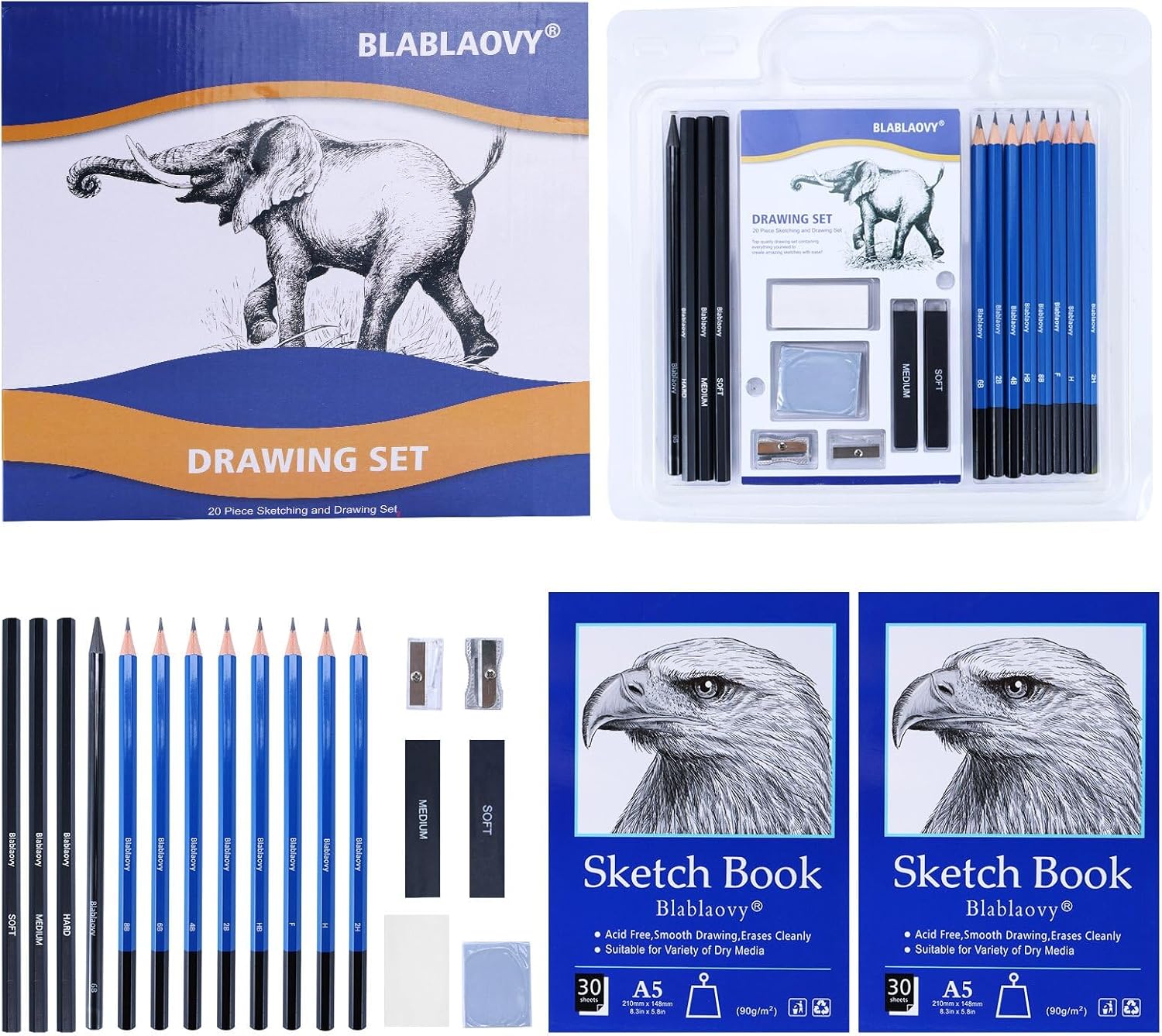 Best Art Supplies Drawing Pencils, Special Drawing Kit with 2 Sketch Books, Uniq...