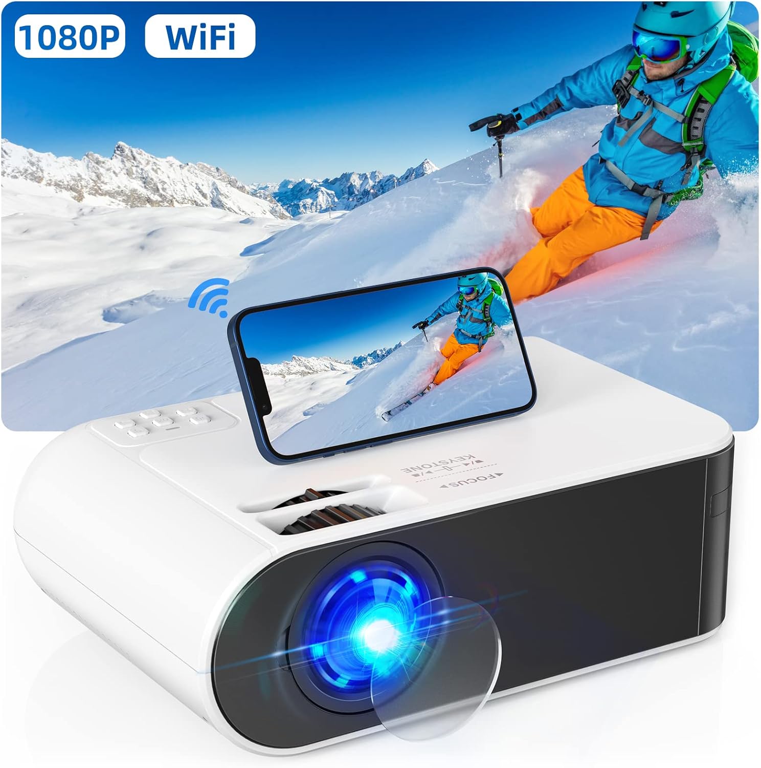 Best Mini Projector, Special FHD 1080P Portable Projector with WiFi and Bluetoot...