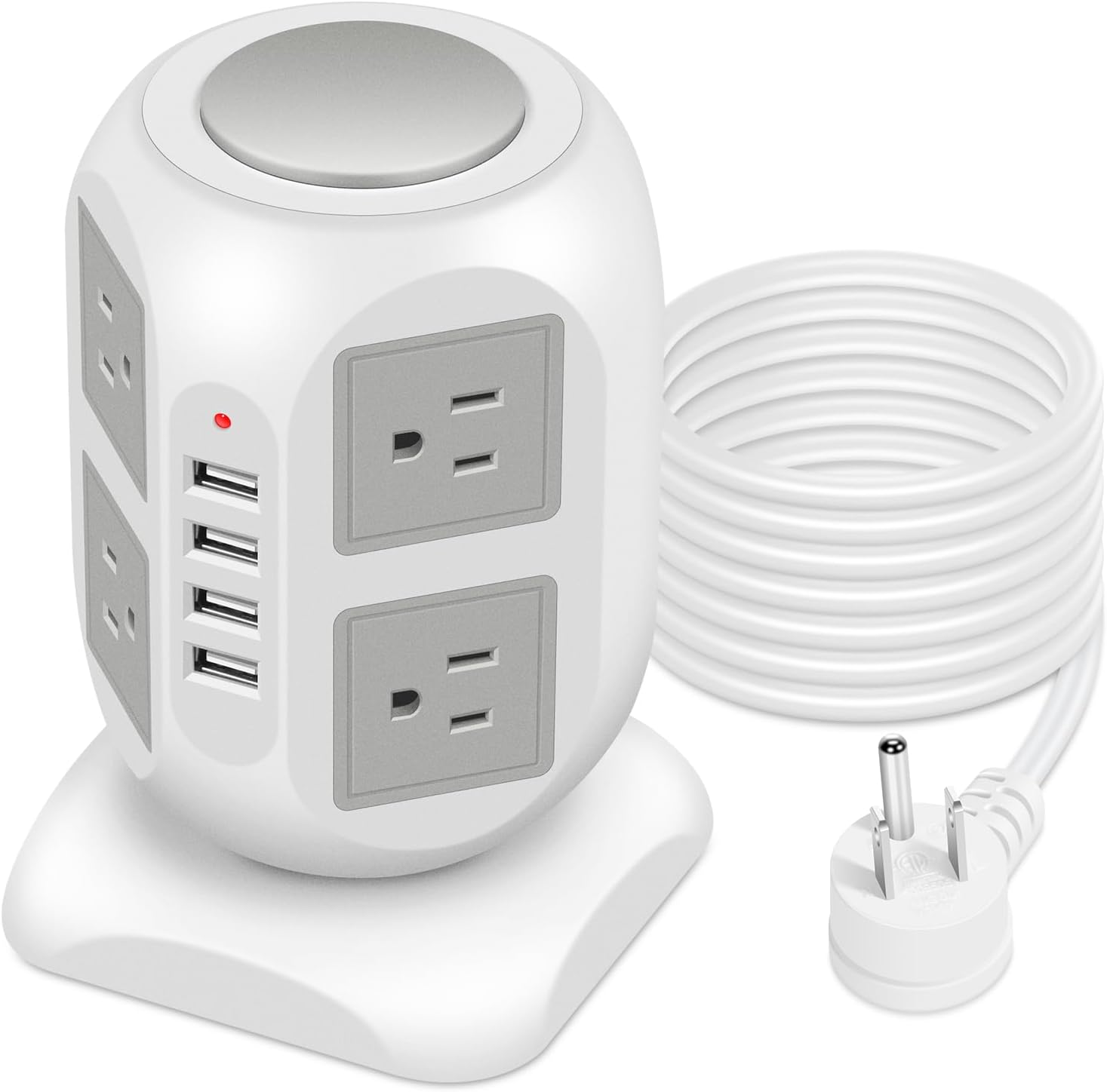 Best 8-Outlet Power Strip Tower, Special Charging Station with 15 FT Long Extens...