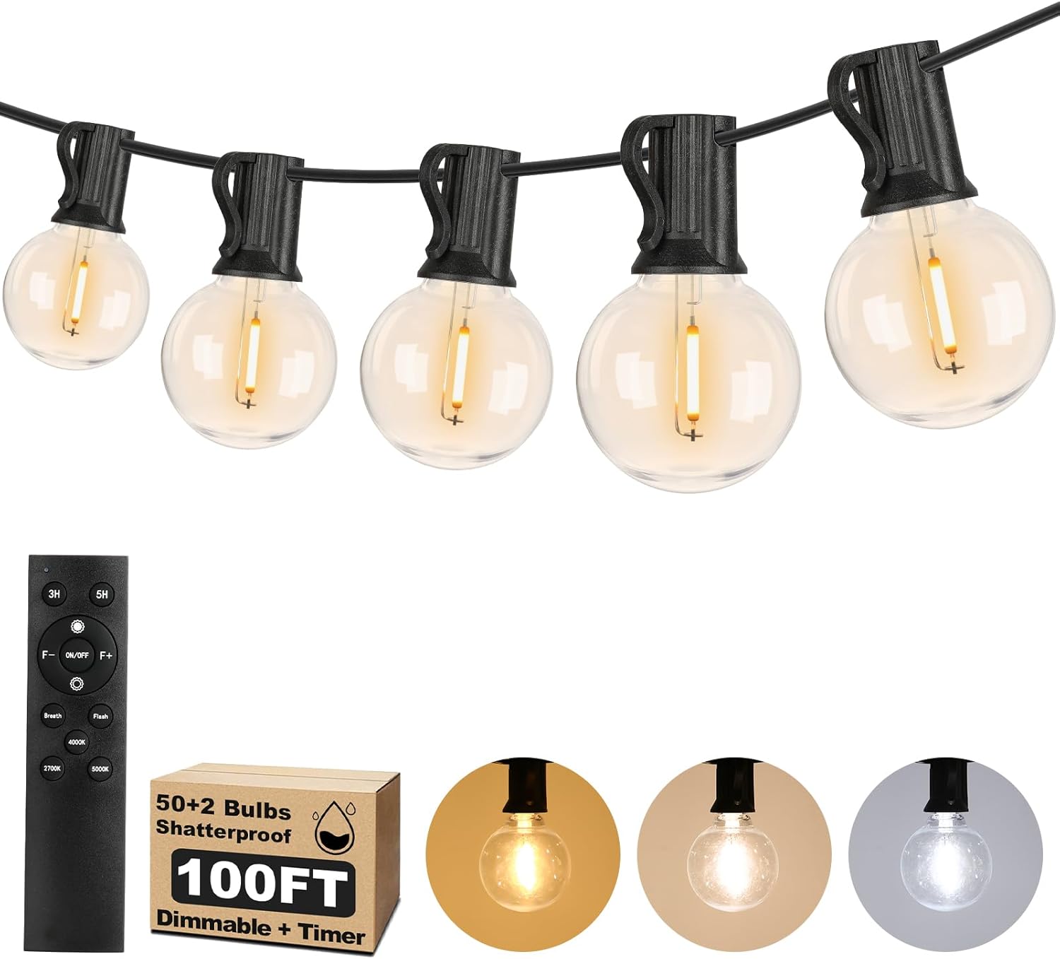 Best G40 LED Globe String Lights, Exceptional Outdoor String Lights with 3 Color...