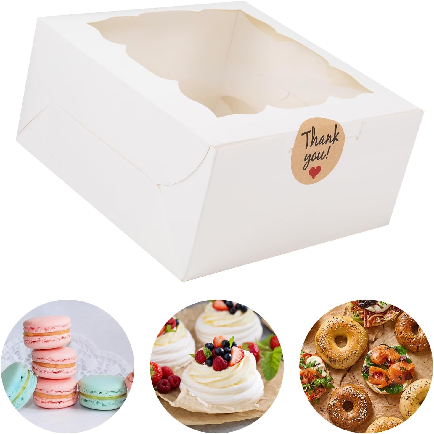 Best 4x4x2.5 Inches White Bakery Boxes, Unique Cookie Boxes with Window, Special...