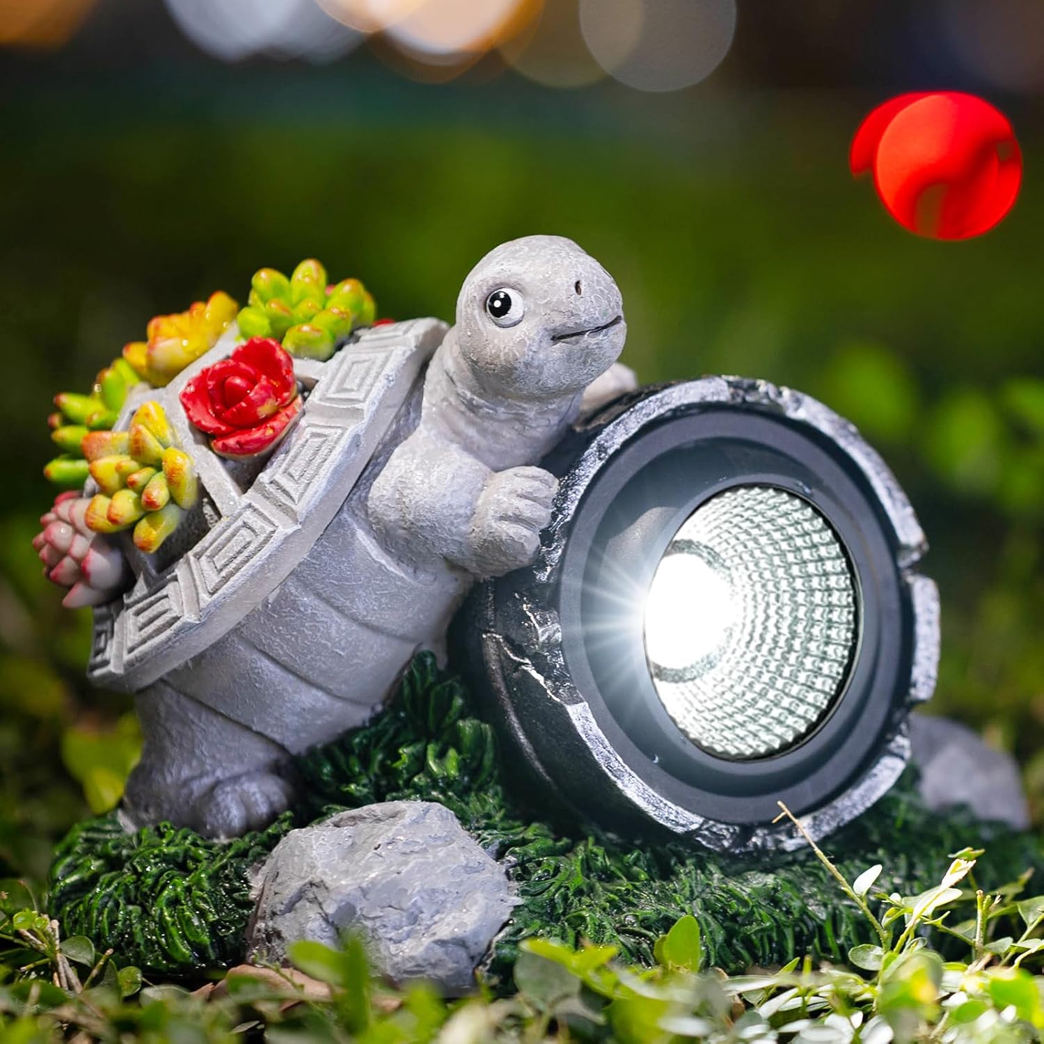 Best Garden Statues, Unique Turtle Outdoor Decor, Special Waterproof Solar Spotl...