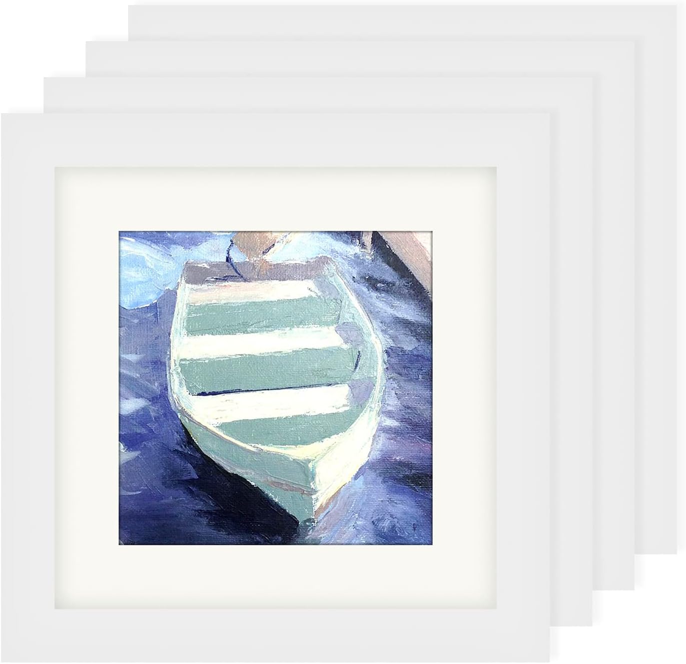 Best 6x6 Picture Frames, Unique White Wood Square Frame, Special Frame with 4x4...