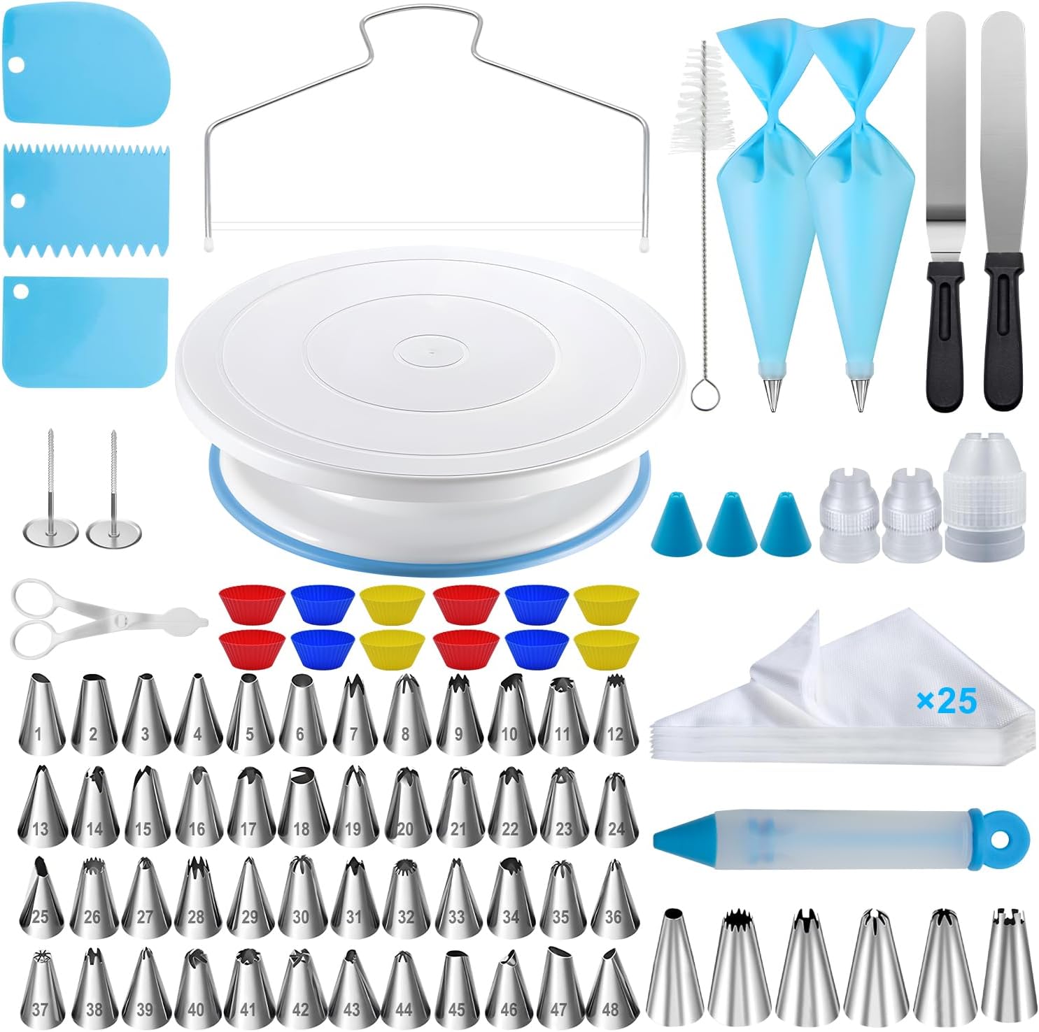 Best 112Pcs Cake Decorating Supplies Kit, Special Cake Turntable for Easy Decora...