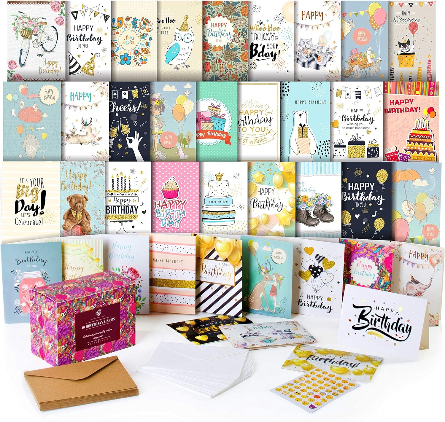 Best Happy Birthday Cards Assortment, Special Bday Cards in Bulk, High-Quality 5...