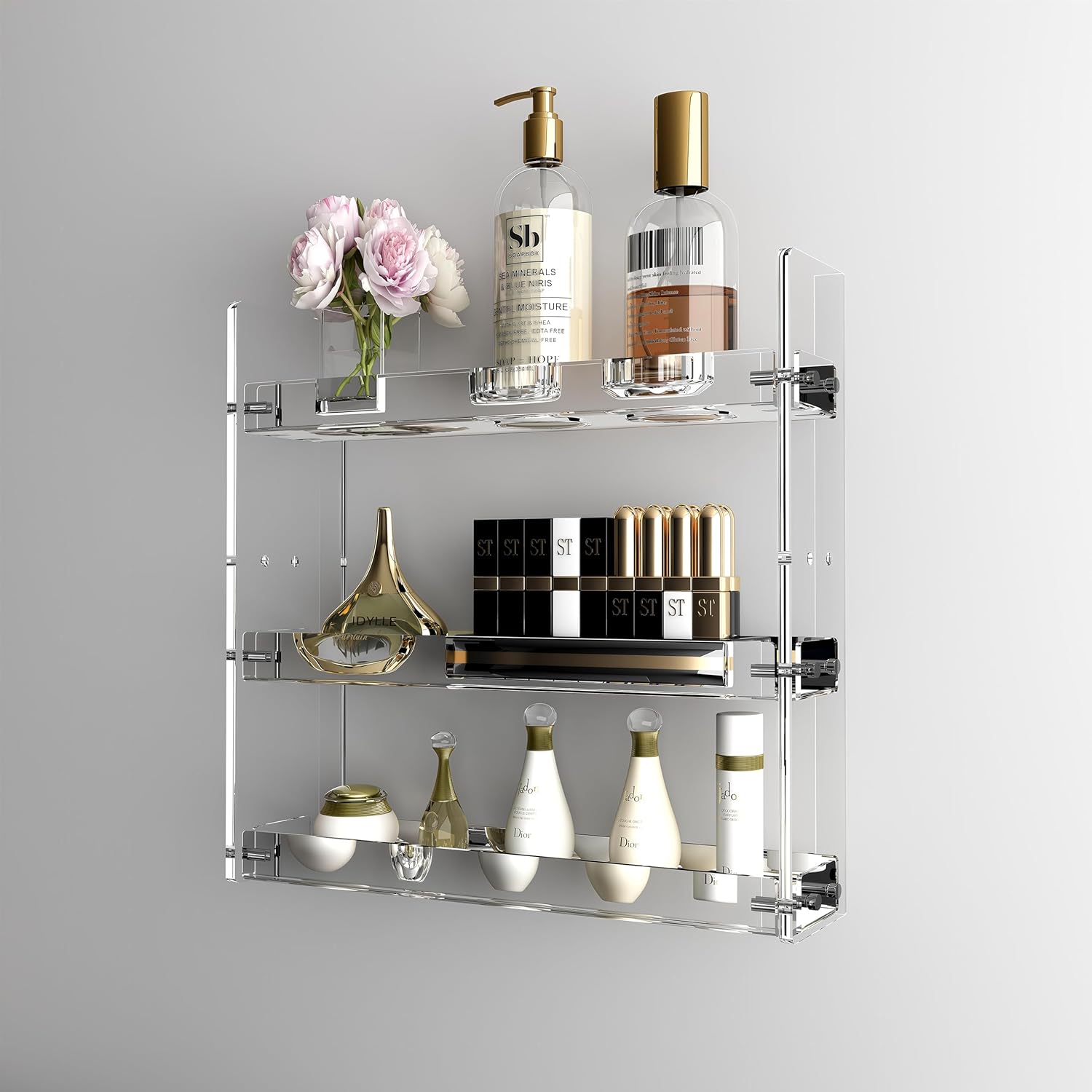 Best Clear Acrylic Wall Shelves, Special Small Floating Adhesive Shelf, Innovati...