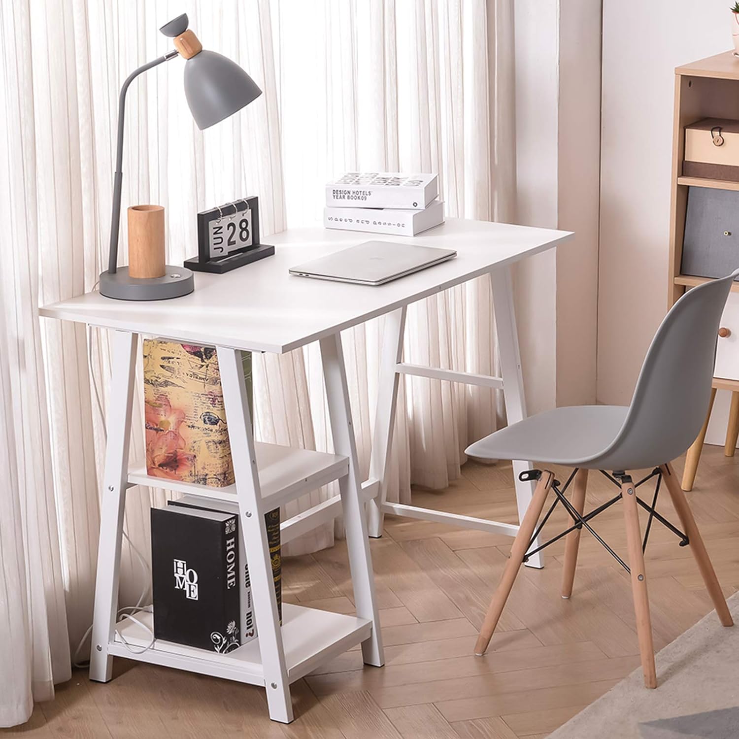 Best Natwind 43" White Desk, Special Home Office Computer Desk for Kids and Stud...
