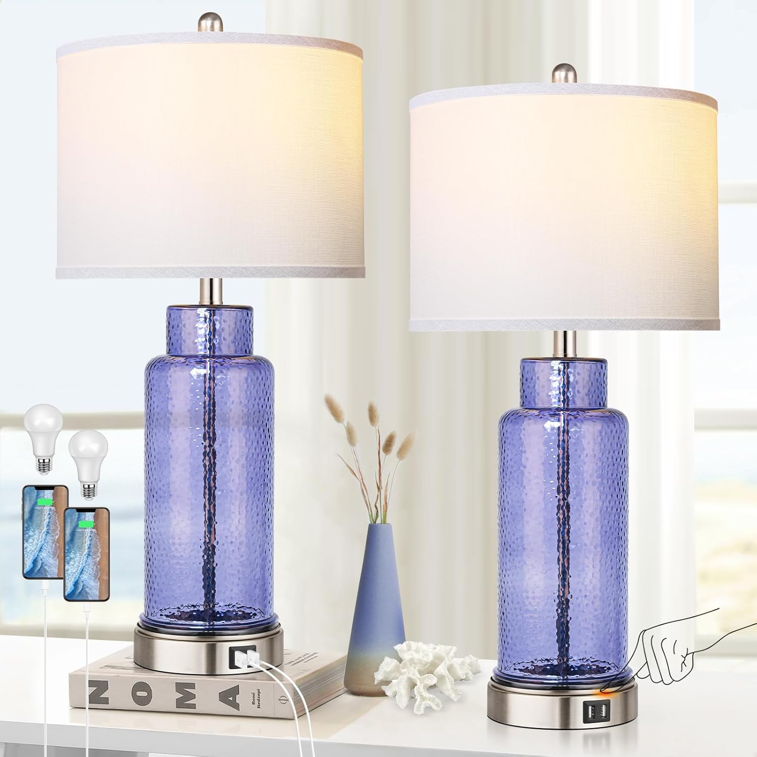 Best QiMH Table Lamps, Special Beside Lamps for Bedrooms, Innovative Set of 2 Bl...