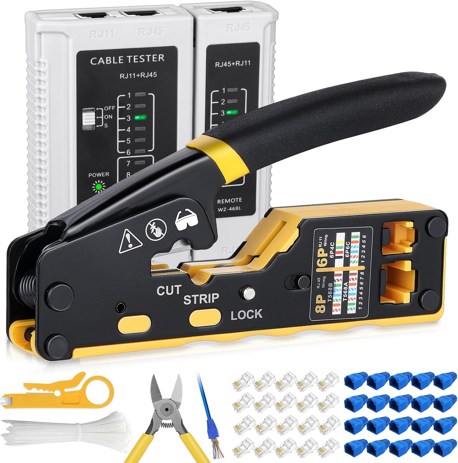Best RJ45 Crimp Tool Kit, Special Pass Through Crimper Tool for 8P RJ45 Cat5 Cat...