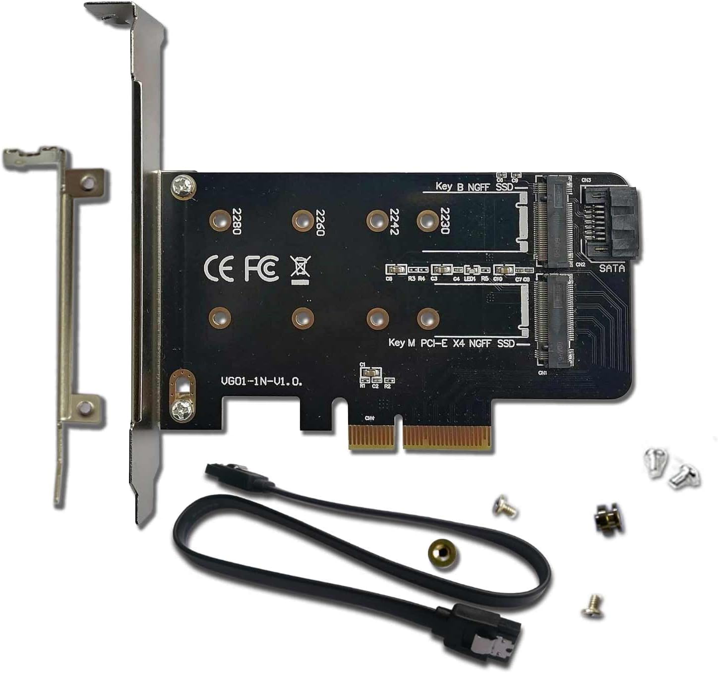 Best PCIe Adapter, Special Adapter for One M.2 NVMe Mkey and One SATA Bkey SSD,...