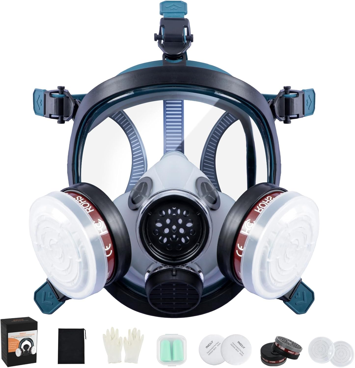 Best INCLY Reusable Full Face Respirator Mask, Special Gas Masks for Organic Vap...