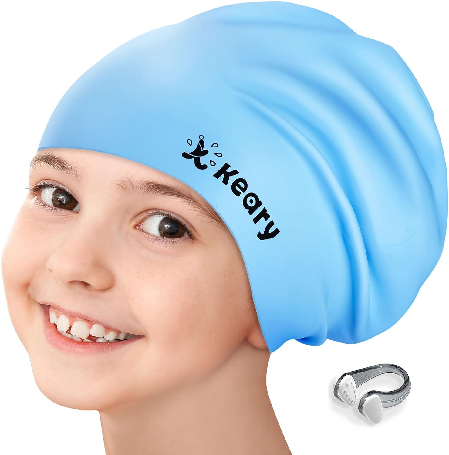 Best Keary Youth Teens Junior Swim Cap, Special Silicone Waterproof Shower Swim...