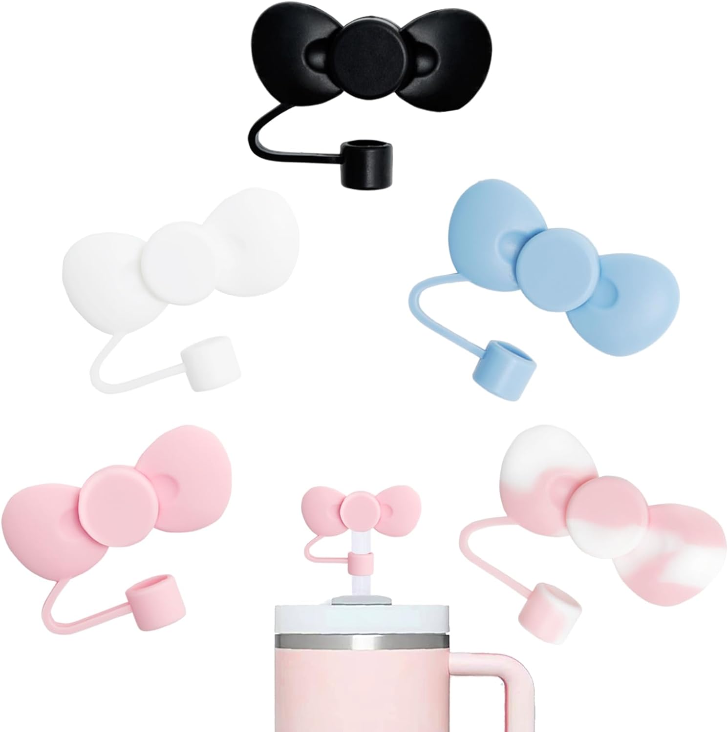 **Best Cute Bow Straw Covers, Special Cap Toppers Tips Compatible with Stanley 4...