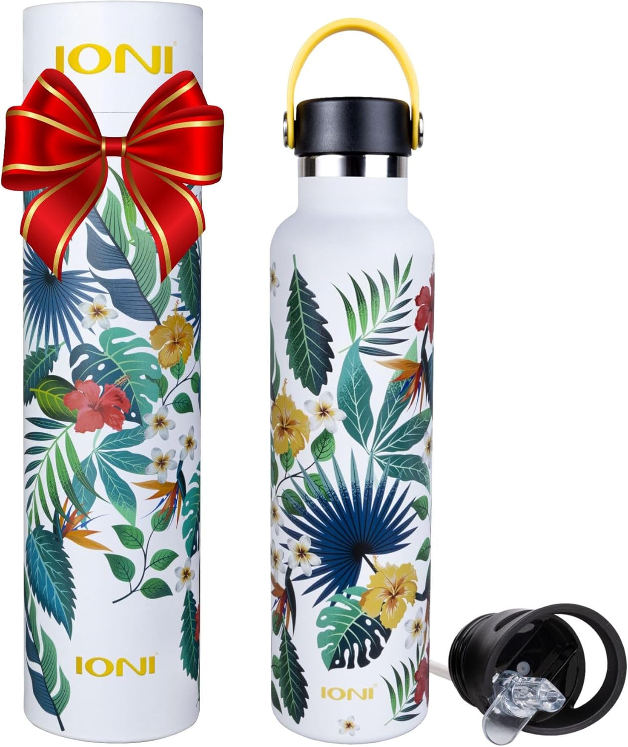 Best IONI Water Bottle, Special Designer Water Bottle for Women 24oz with 2 Lids...