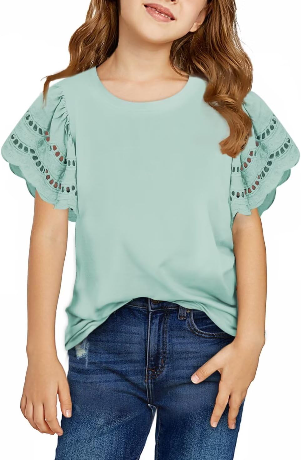 Best Girls Summer Shirts, Special Crewneck Ruffled Short Sleeve Blouse Tops, Uni...
