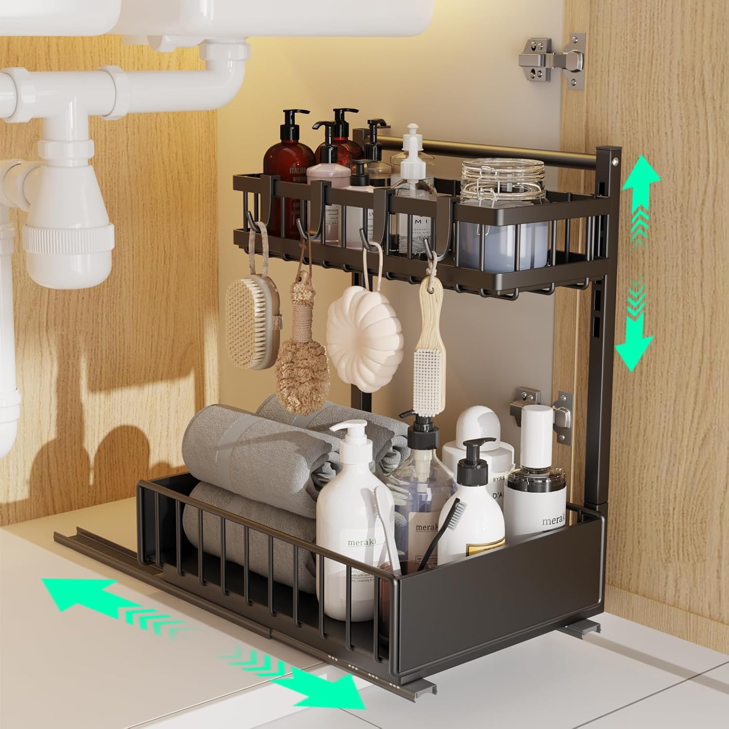Best Pull Out Cabinet Organizer, Special 2 Tier Under Sink Organizer, Innovative...