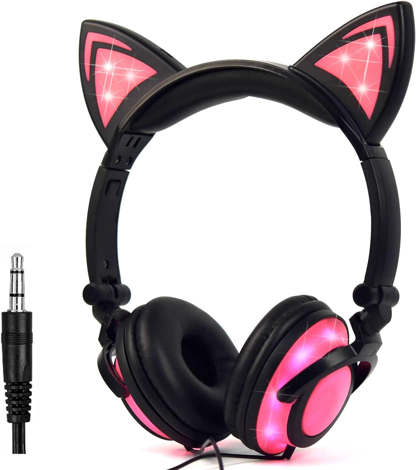 Best Kids Headphones with Cat Ears, Unique LED Light Chargeable Earphones for Ki...