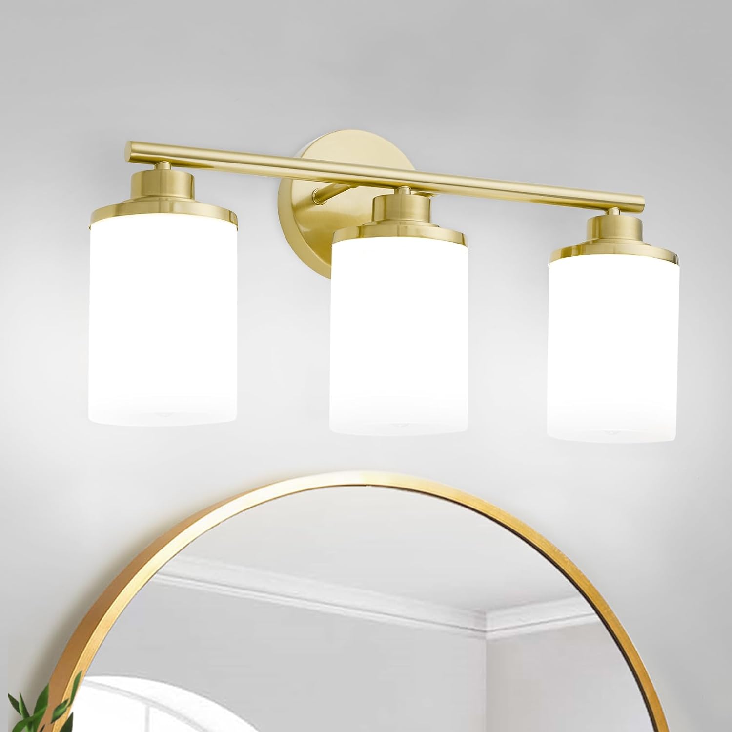 Best Brushed Gold Bathroom Light Fixtures, Special 3-Light Gold Vanity Lights, U...