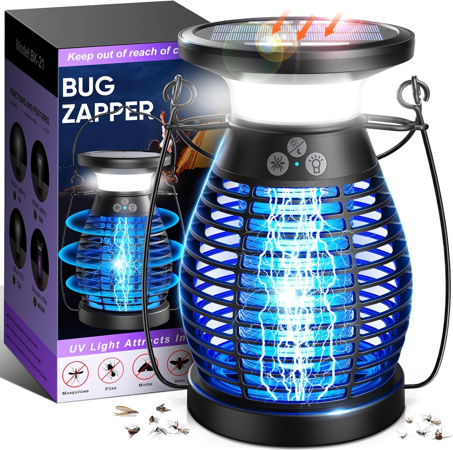 Best Solar Bug Zapper Outdoor, Effective Mosquito Zapper, Special Electric Cordl...