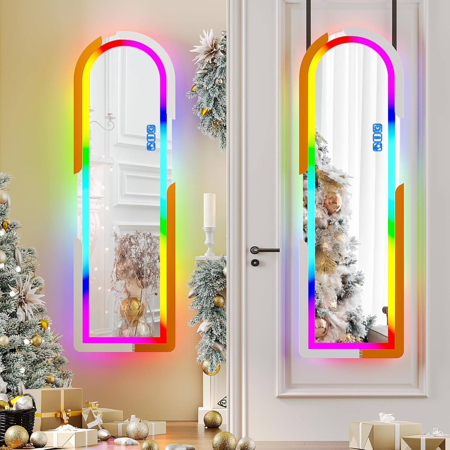Best Lvifur RGB LED Full Length Mirror, Special Wall Mounted Hanging Mirror, Uni...