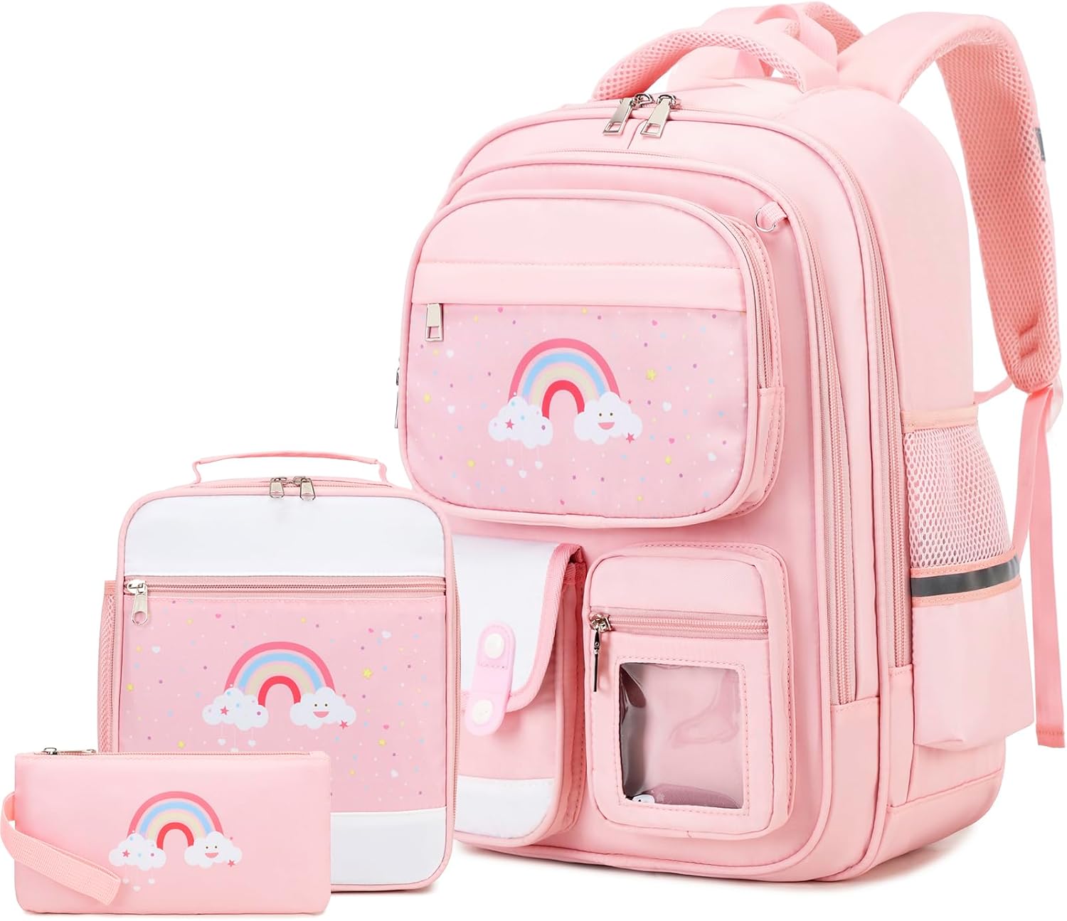 Best Cute Kawaii Rainbow Backpack for Girls, Special 3PCS School Backpack with L...