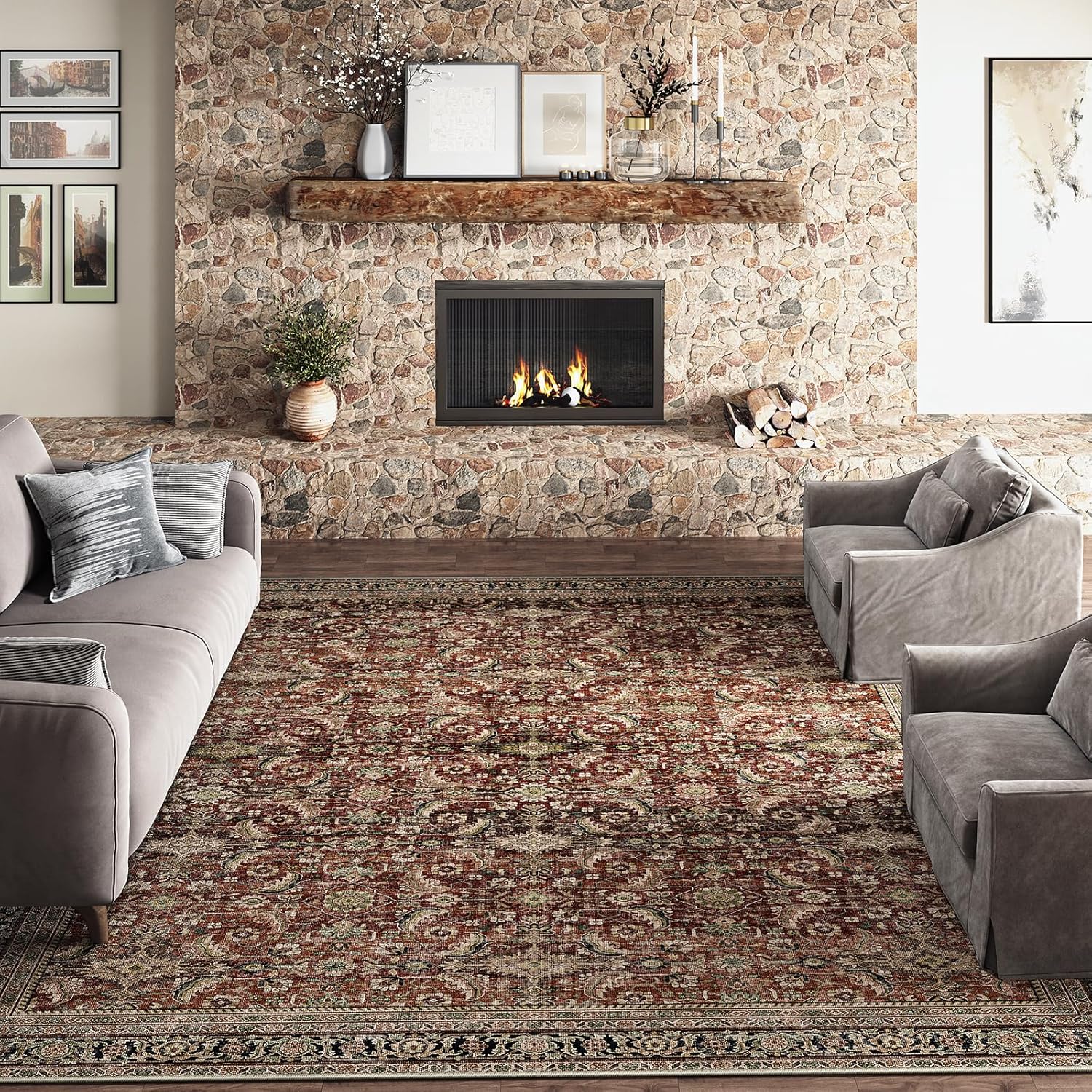 Best 5x7 Washable Area Rug, Special Rug for Vintage Distressed Living Room, Inno...