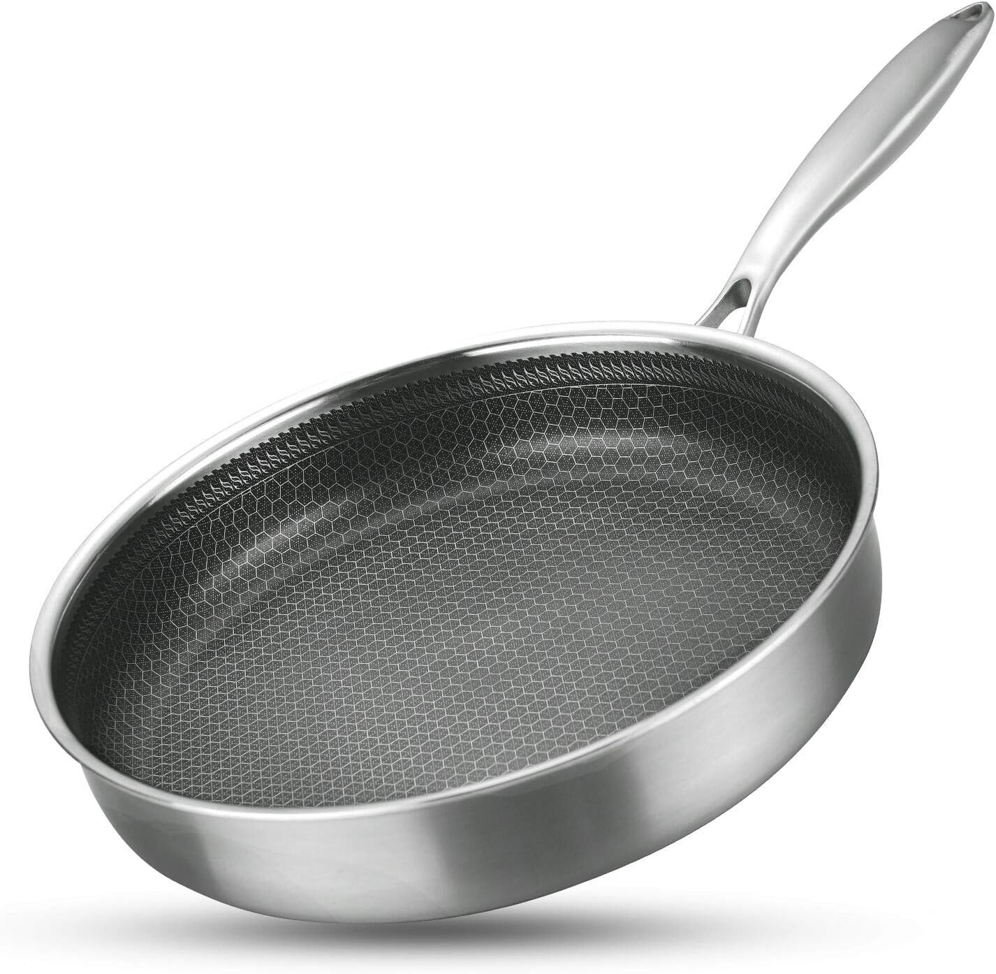 Best Stainless Steel Semi Nonstick Frying Pan, Special 12 Inch Skillet With Hone...
