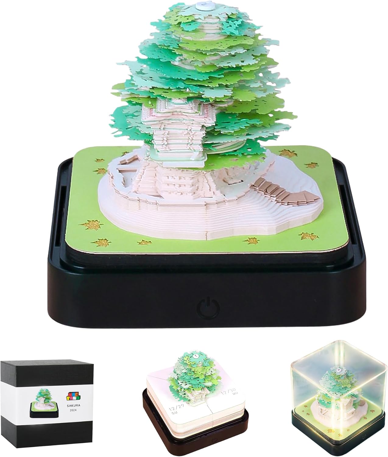 Best 3D Art Calendar Memo Pad 2024, Creative Time Piece Calendar with Sakura Tre...