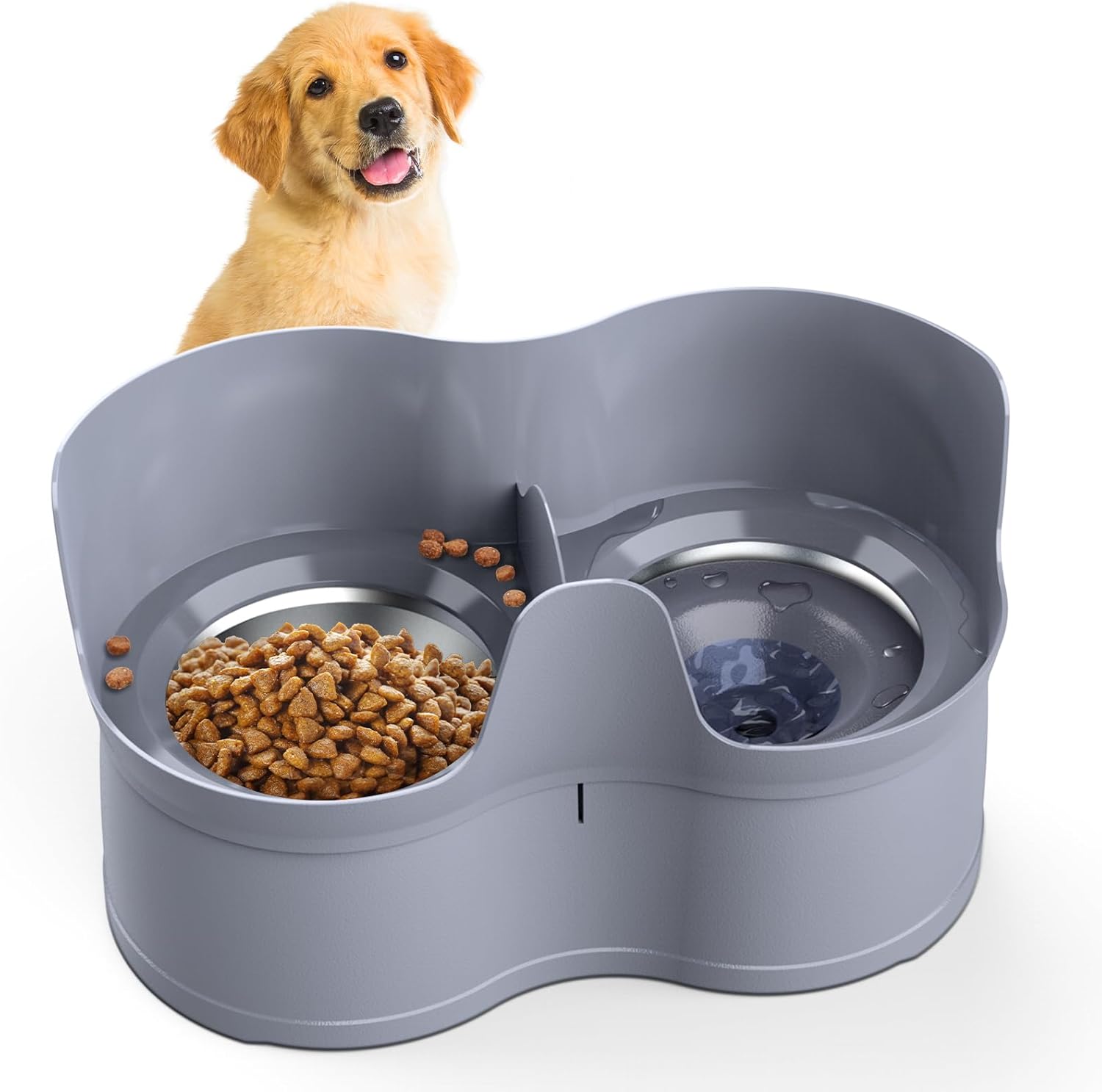 Best 2-in-1 Dog Bowl Set, Special Anti-Spill Design, High-Quality Stainless Stee...