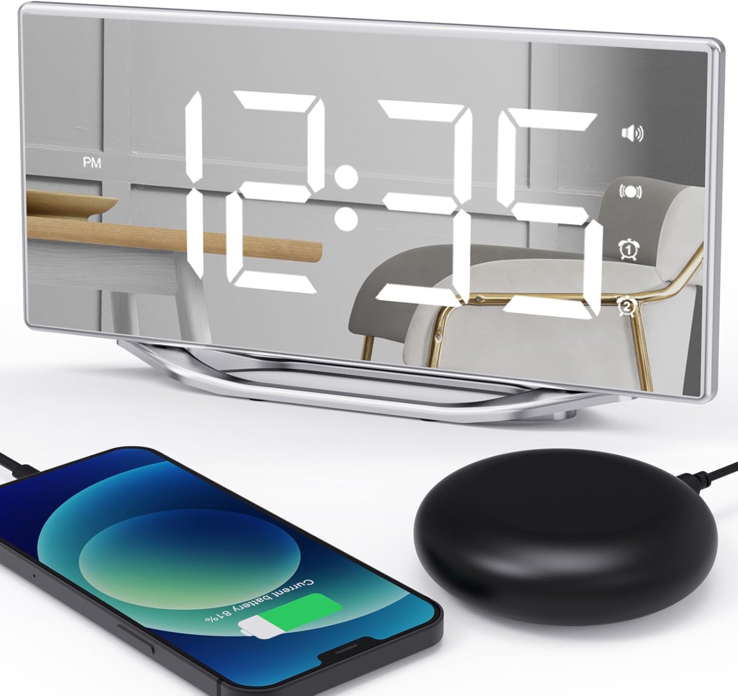 Best Alarm Clock for Heavy Sleepers Adults, Special 8.7'' Large LED Digital Mirr...