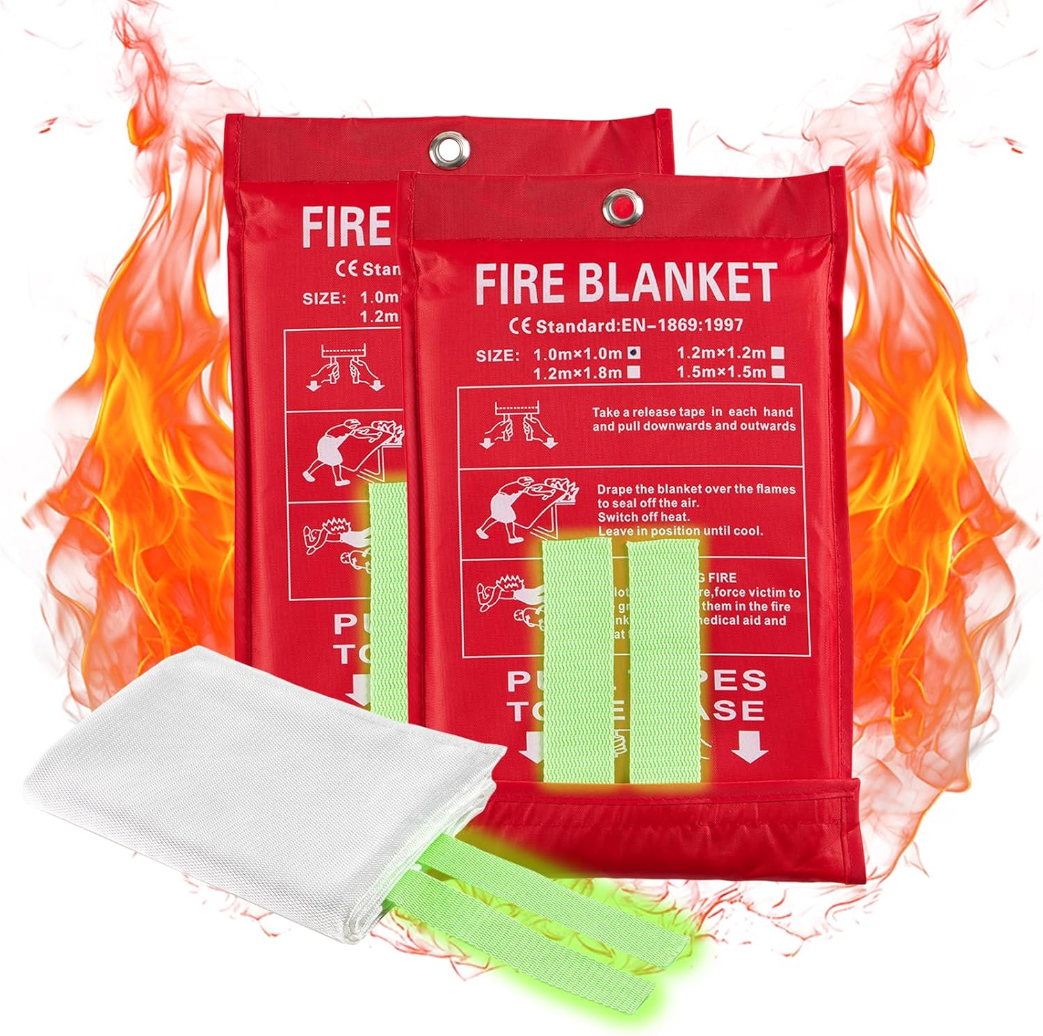 Best Emergency Fire Blankets, Special Fire Extinguisher Blanket with Glow at Nig...