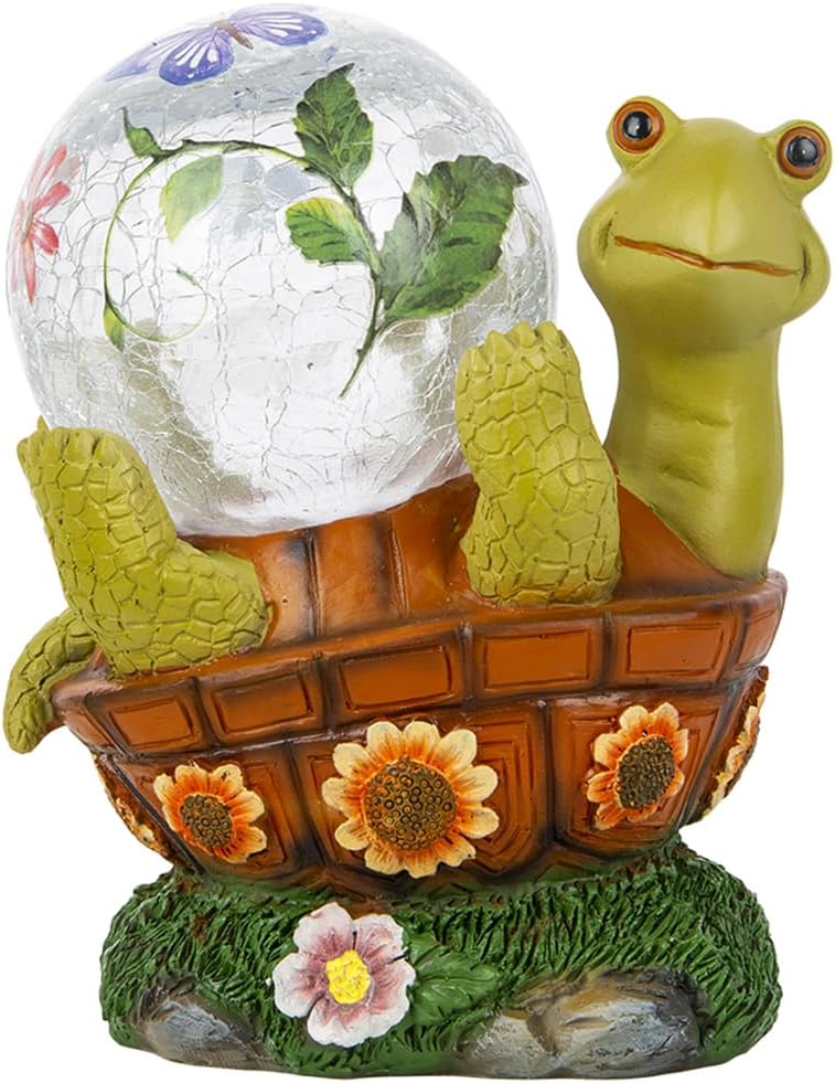 Best Starsoul Solar Turtle Statue, Unique Tortoise Solar Garden Statue with Glas...