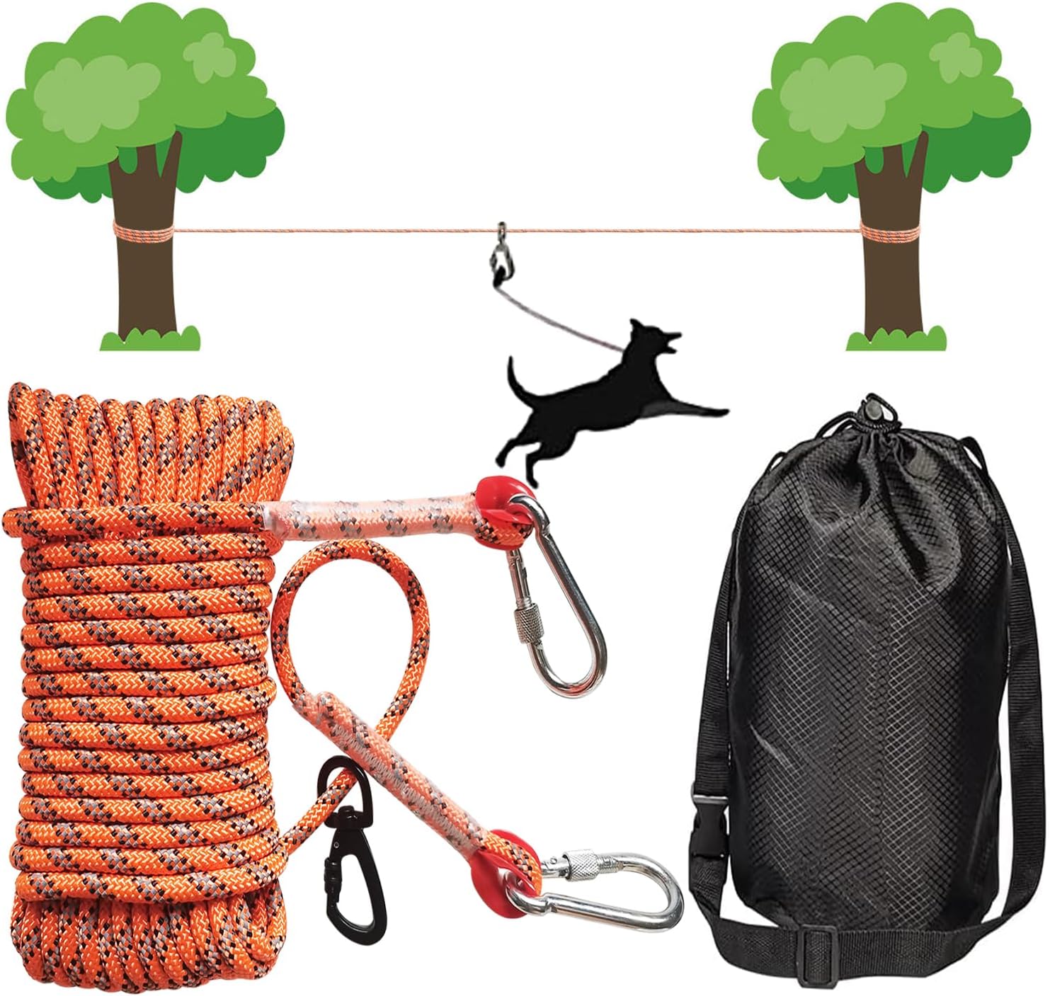 Best Dog Tie Out Cable, Special 50FT Portable Overhead Trolley System, Innovativ...